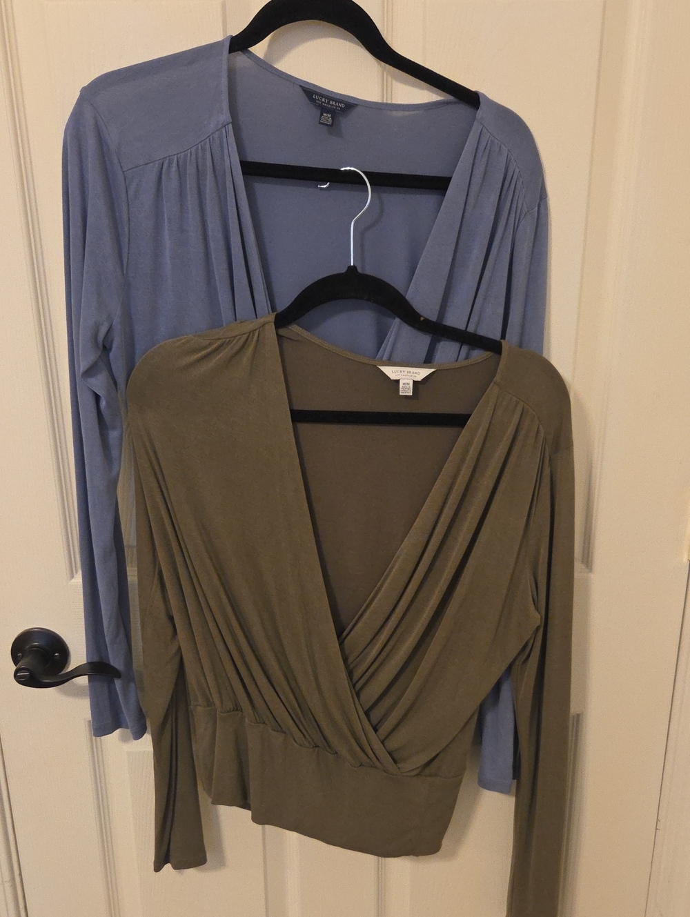 Set of 2 Lucky Brand Front Wrap blouses.